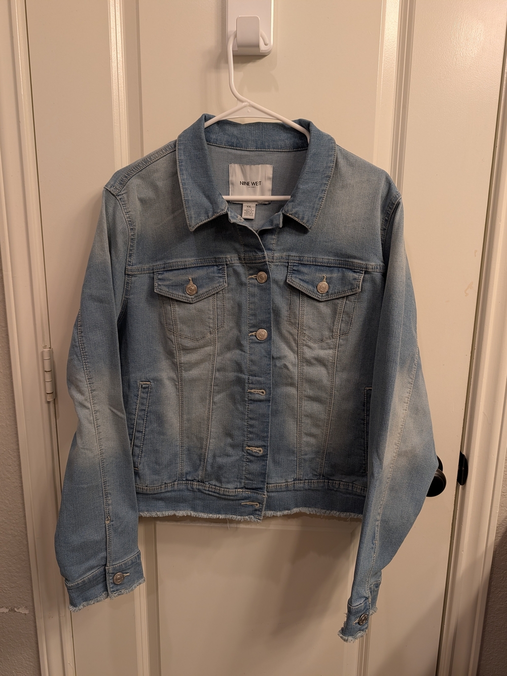 Nine West Sarah Denim Jacket - Classic Women's Jean Coat - Light Wash - Sz XXL